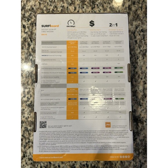 ARRIS SURFboard SBG10 DOCSIS 3.0 Cable Modem AC1600 Dual Band Wi-Fi Router - NEW - Picture 3 of 10